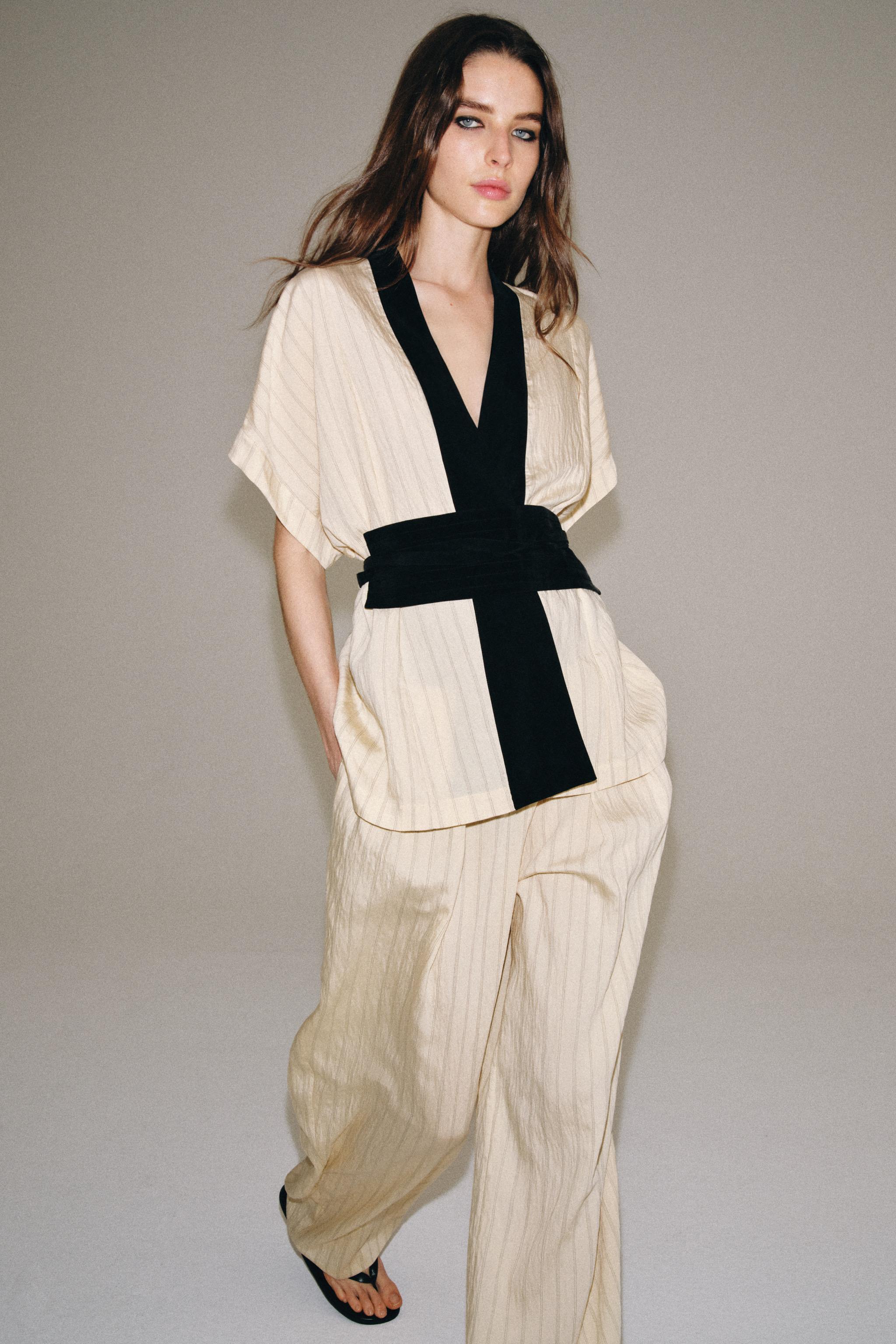 ZW COLLECTION STRIPED SASH TROUSERS